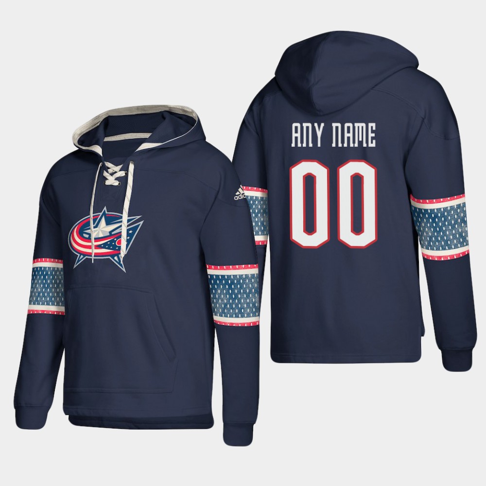 Columbus Blue Jackets Personalized Lace-Up Pullover Hoodie Blue