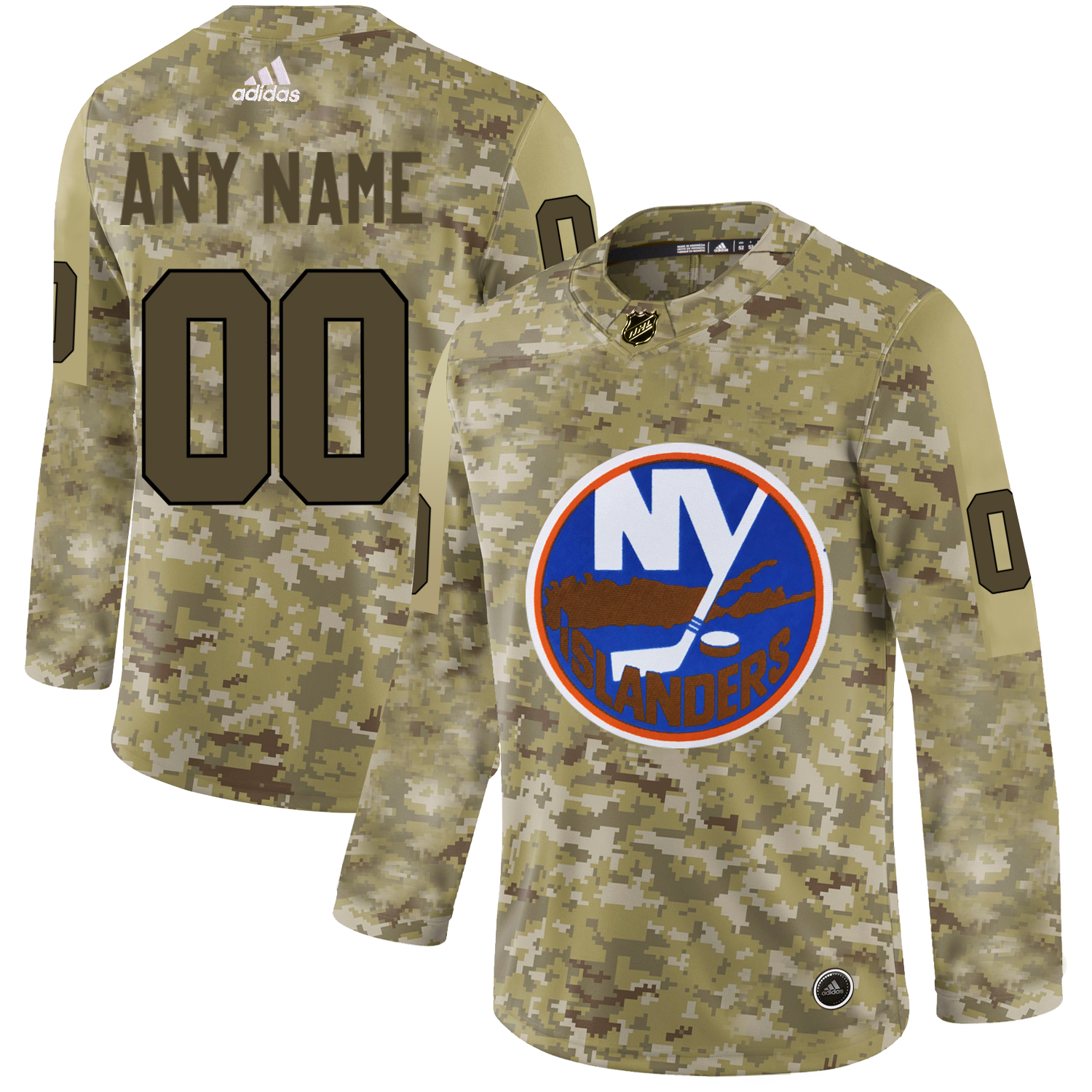 Men's Adidas Islanders Personalized Camo Authentic NHL Jersey