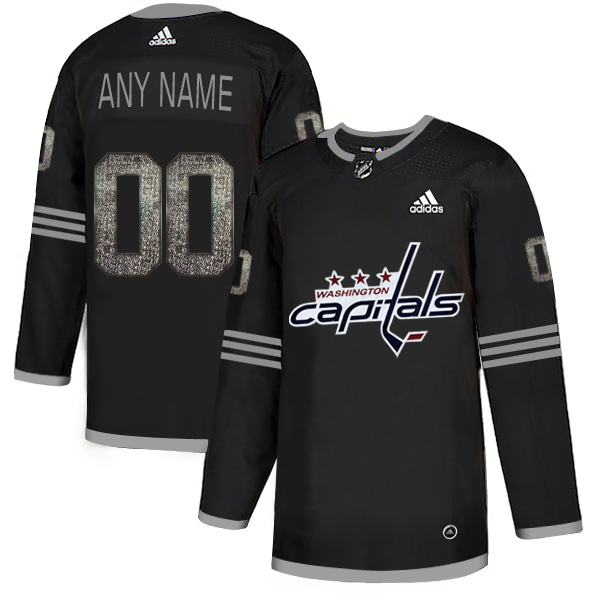 Men's Adidas Capitals Personalized Authentic Black_1 Classic NHL Jersey