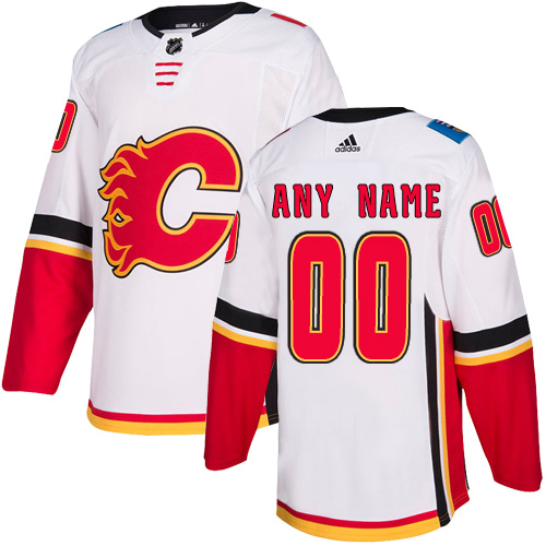 Men's Adidas Flames Personalized Authentic White Road NHL Jersey