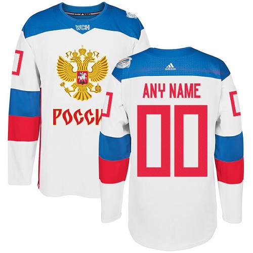 Men's Adidas Team Russia Personalized Authentic White Home 2016 World Cup NHL Jersey