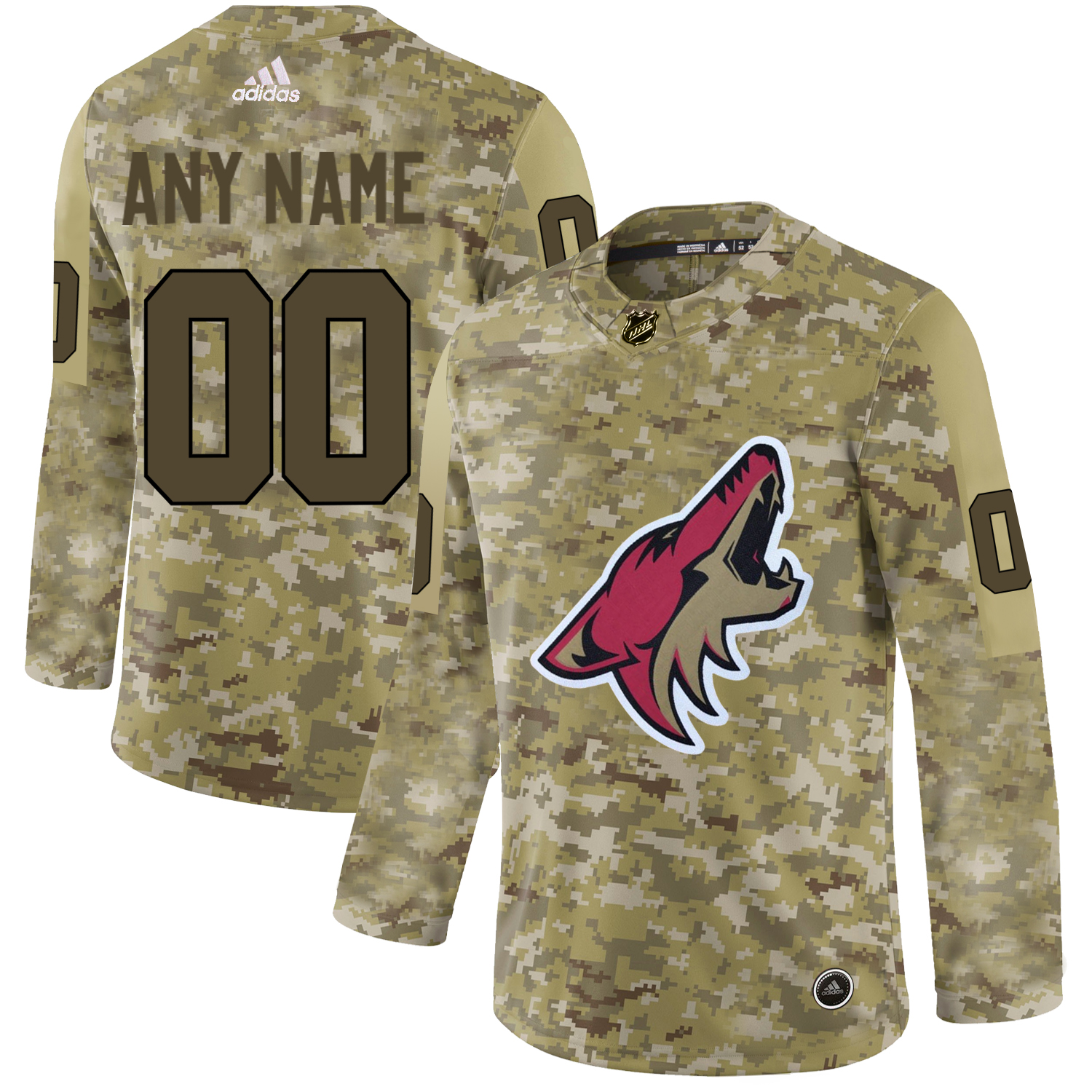 Men's Adidas Coyotes Personalized Camo Authentic NHL Jersey