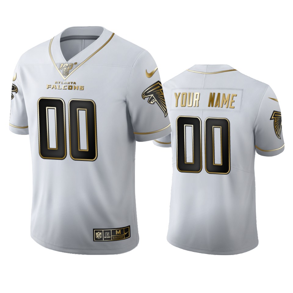Atlanta Falcons Custom Men's Nike White Golden Edition Vapor Limited NFL 100 Jersey