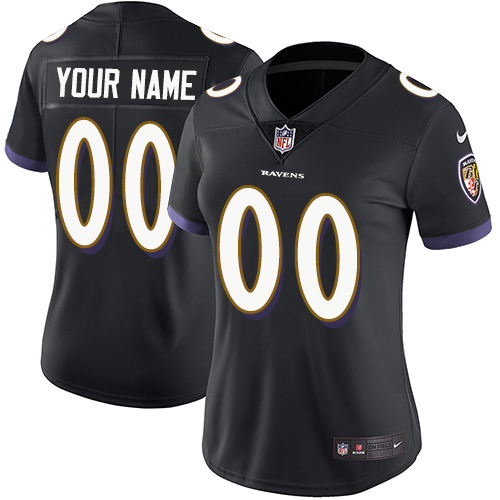 Nike Baltimore Ravens Customized Black Alternate Stitched Vapor Untouchable Limited Women's NFL Jersey
