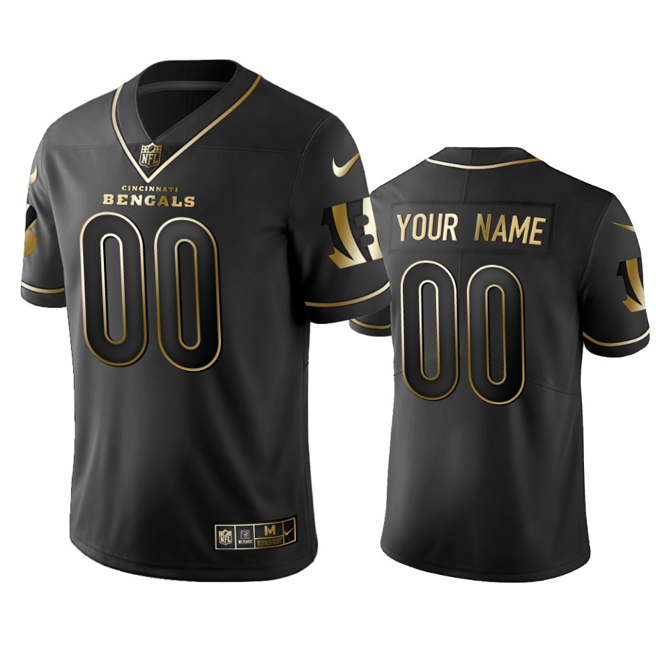 Bengals Custom Men's Stitched NFL Vapor Untouchable Limited Black Golden Jersey