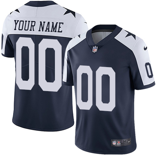 Nike Dallas Cowboys Customized Navy Blue Thanksgiving Stitched Vapor Untouchable Limited Throwback Youth NFL Jersey