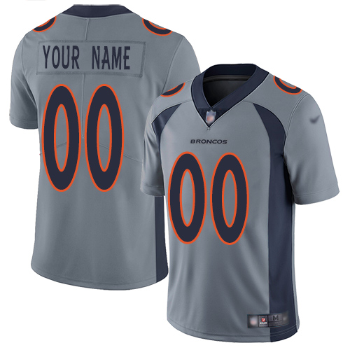 Nike Denver Broncos Customized Gray Men's Stitched NFL Limited Inverted Legend Jersey