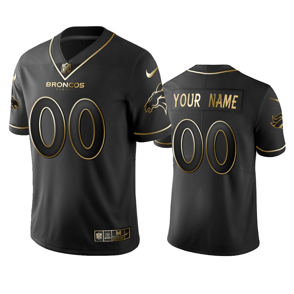 Broncos Custom Men's Stitched NFL Vapor Untouchable Limited Black Golden Jersey