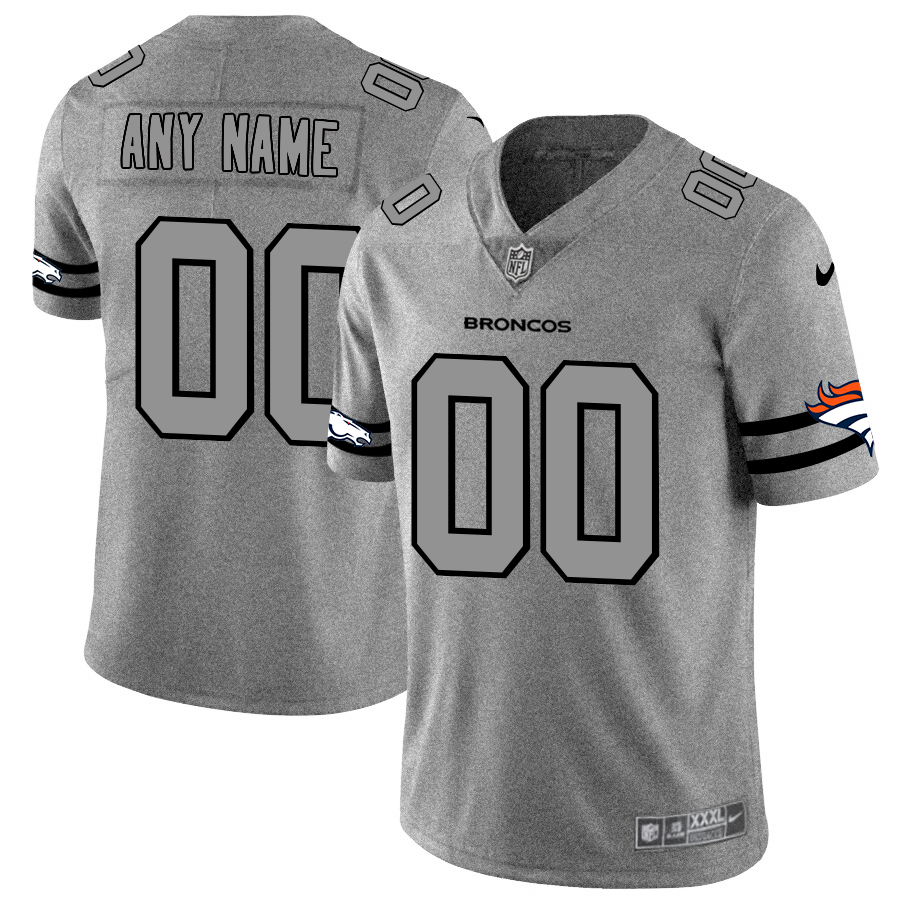 Denver Broncos Custom Men's Nike Gray Gridiron II Vapor Untouchable Limited NFL Jersey