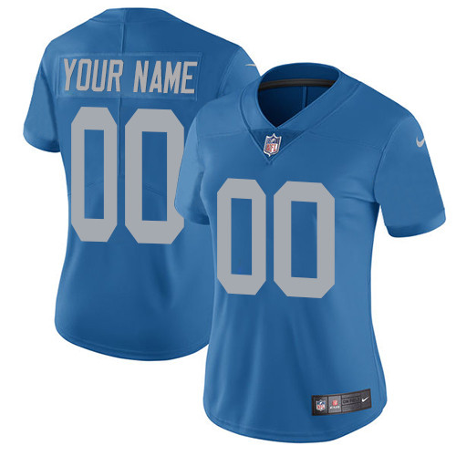 Nike Detroit Lions Customized Blue Alternate Stitched Vapor Untouchable Limited Women's NFL Jersey