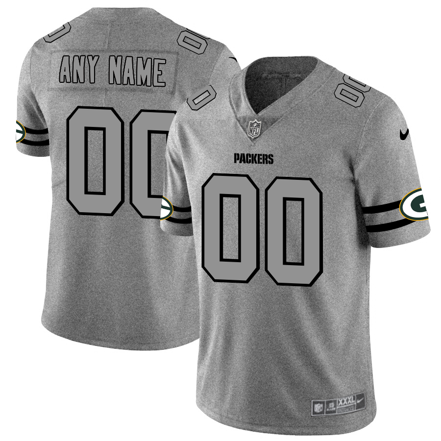 Green Bay Packers Custom Men's Nike Gray Gridiron II Vapor Untouchable Limited NFL Jersey