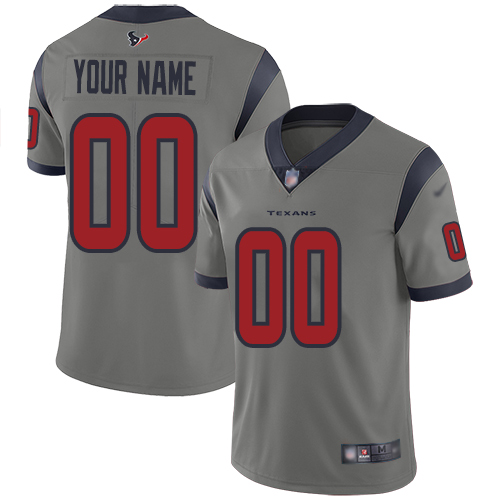Nike Houston Texans Customized Gray Men's Stitched NFL Limited Inverted Legend Jersey