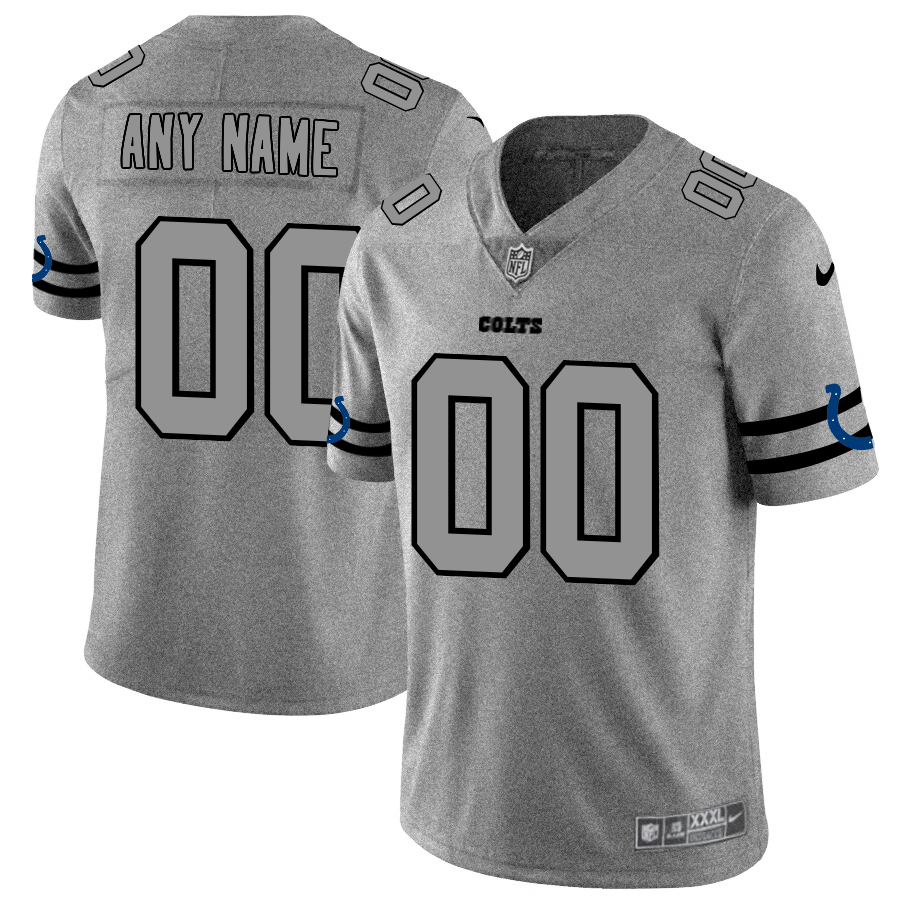 Indianapolis Colts Custom Men's Nike Gray Gridiron II Vapor Untouchable Limited NFL Jersey