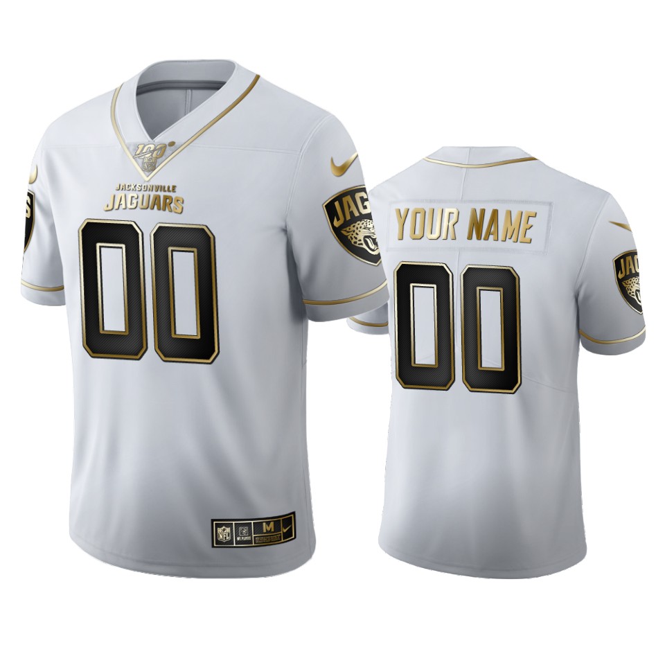 Jacksonville Jaguars Custom Men's Nike White Golden Edition Vapor Limited NFL 100 Jersey