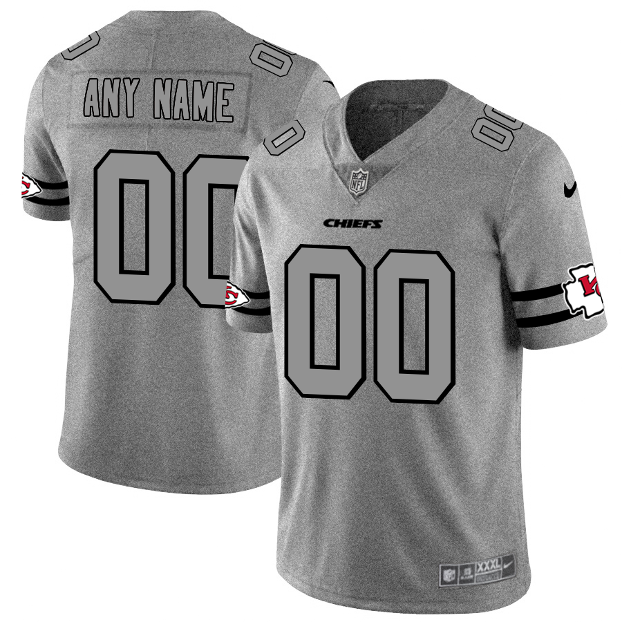 Kansas City Chiefs Custom Men's Nike Gray Gridiron II Vapor Untouchable Limited NFL Jersey