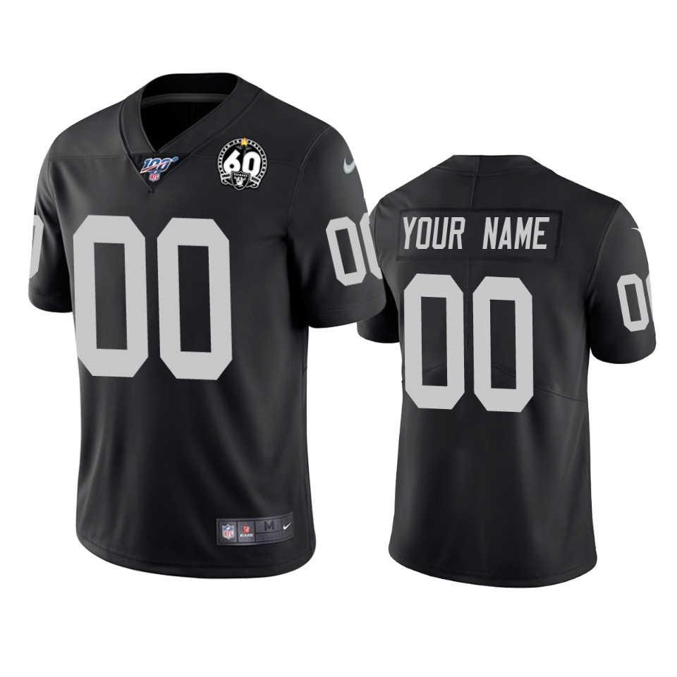 Nike Raiders Custom Black 60th Anniversary Vapor Limited Stitched NFL 100th Season Jersey