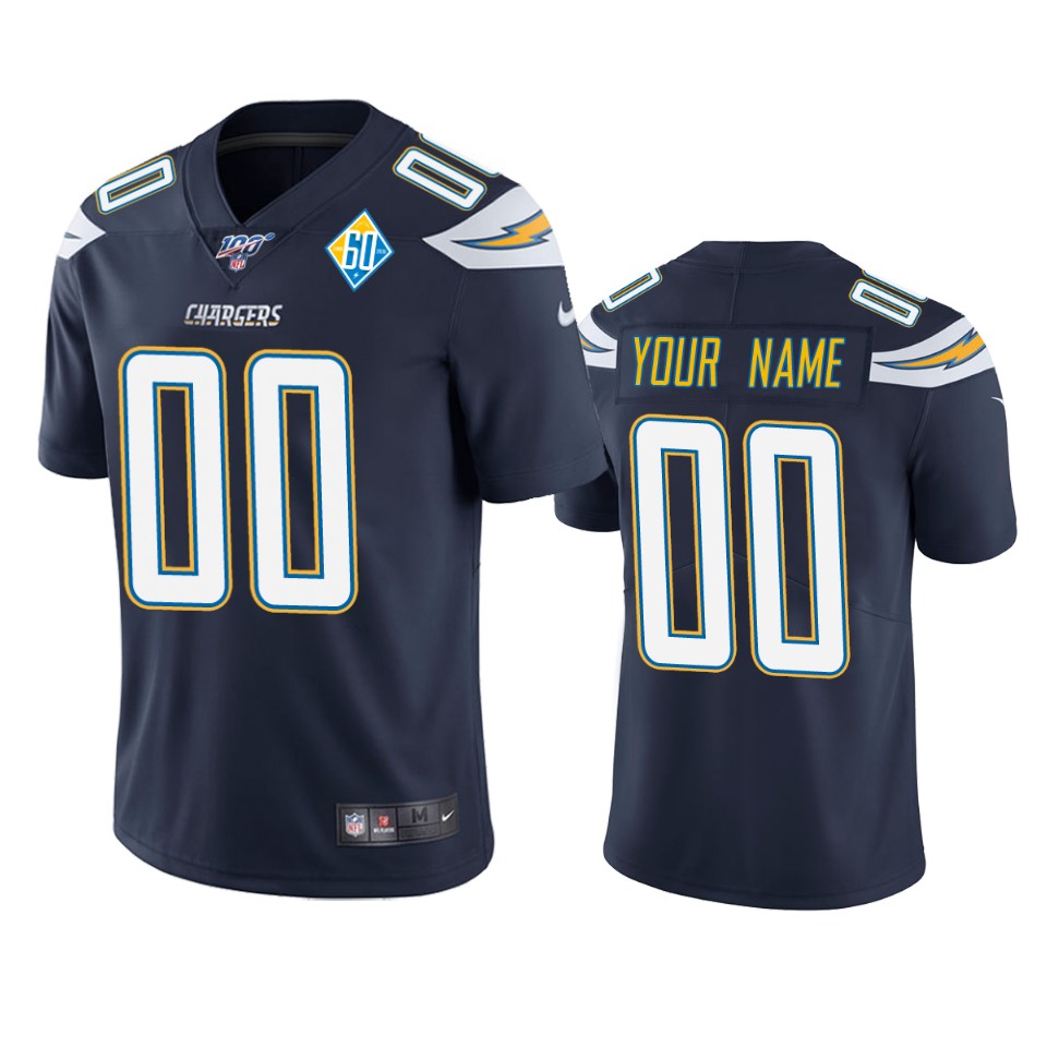 Los Angeles Chargers Custom Navy 60th Anniversary Vapor Limited NFL Jersey