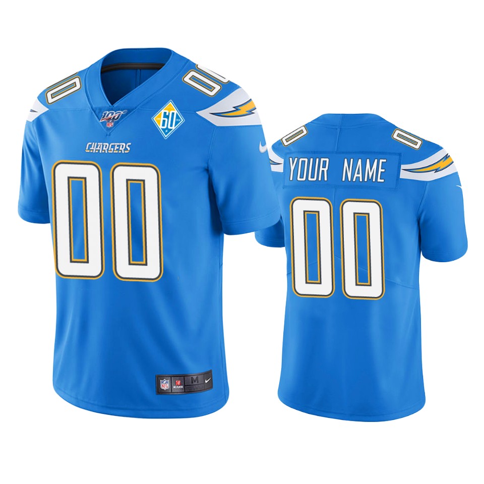 Los Angeles Chargers Custom Light Blue 60th Anniversary Vapor Limited NFL Jersey
