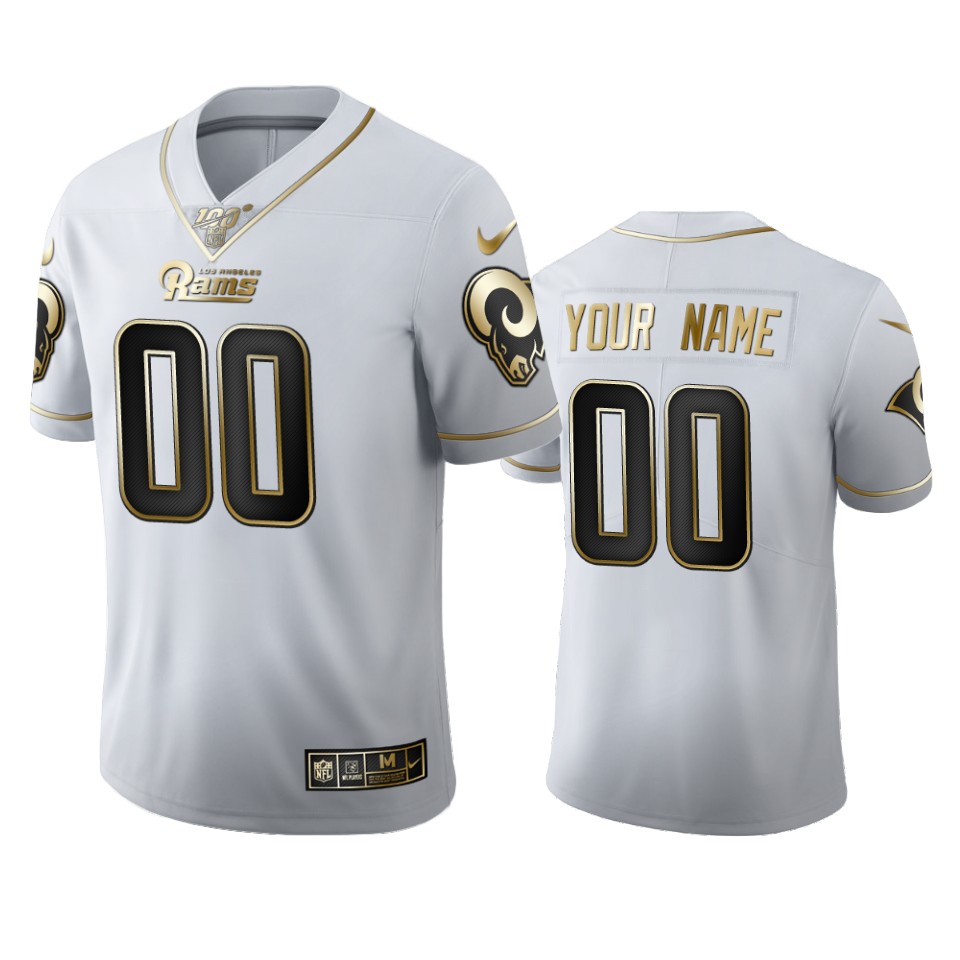 Los Angeles Rams Custom Men's Nike White Golden Edition Vapor Limited NFL 100 Jersey