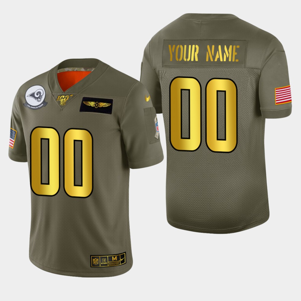 Nike Rams Custom Men's Olive Gold 2019 Salute to Service NFL 100 Limited Jersey