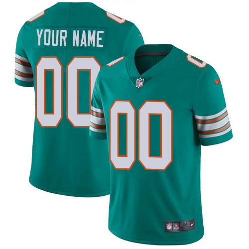 Nike Miami Dolphins Customized Aqua Green Alternate Stitched Vapor Untouchable Limited Men's NFL Jersey