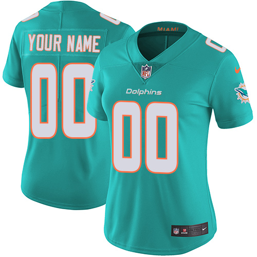 Nike Miami Dolphins Customized Aqua Green Team Color Stitched Vapor Untouchable Limited Women's NFL Jersey