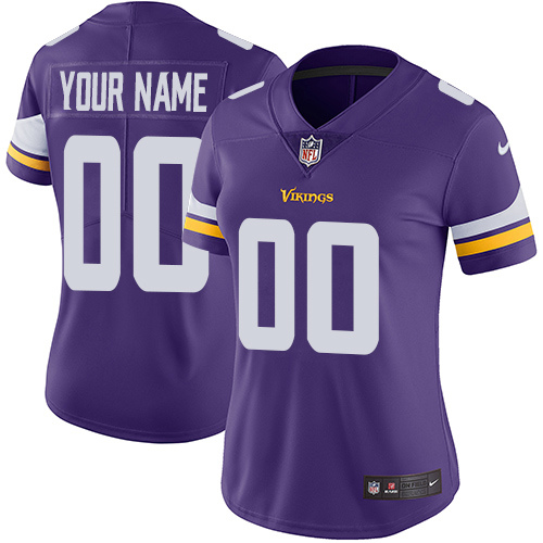 Nike Minnesota Vikings Customized Purple Team Color Stitched Vapor Untouchable Limited Women's NFL Jersey