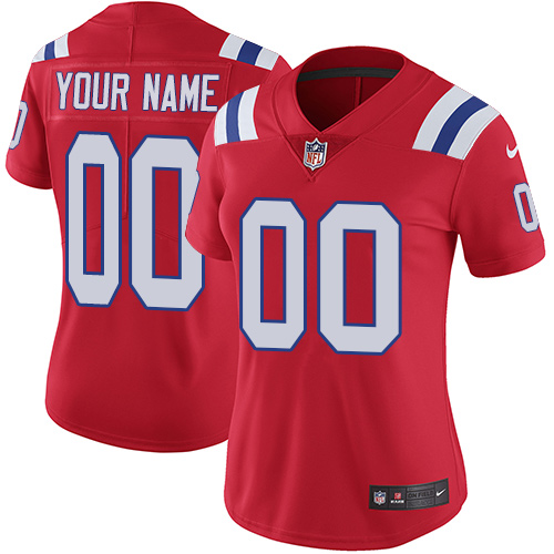 Nike New England Patriots Customized Red Alternate Stitched Vapor Untouchable Limited Women's NFL Jersey