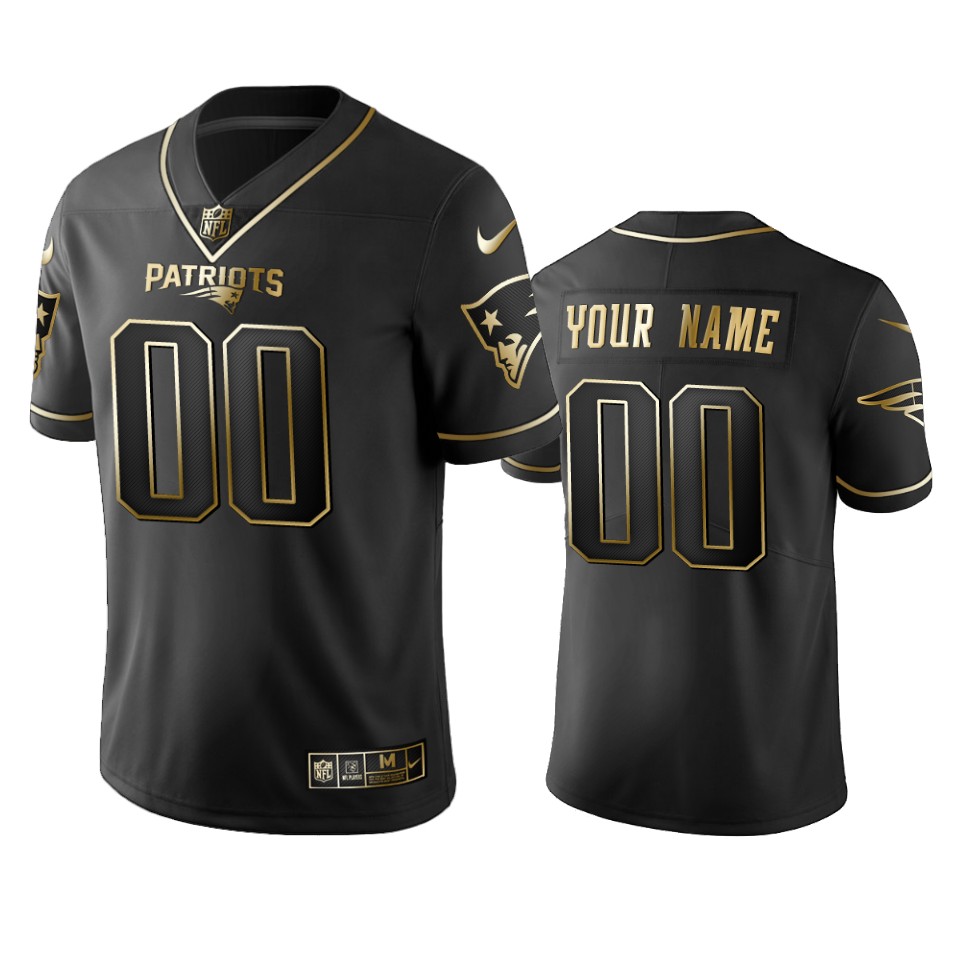 Nike Patriots Custom Black Golden Limited Edition Stitched NFL Jersey