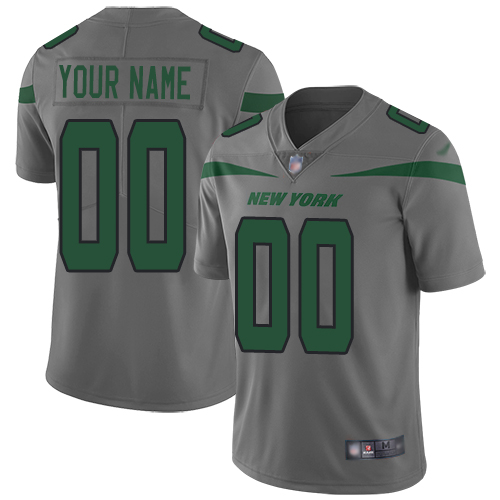 Nike New York Jets Customized Gray Men's Stitched NFL Limited Inverted Legend Jersey