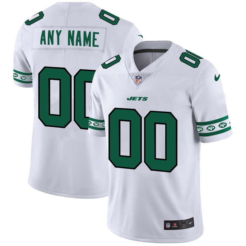 New York Jets Custom Nike White Team Logo Vapor Limited NFL Jersey