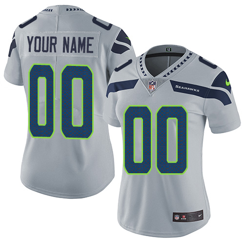 Nike Seattle Seahawks Customized Grey Alternate Stitched Vapor Untouchable Limited Women's NFL Jersey