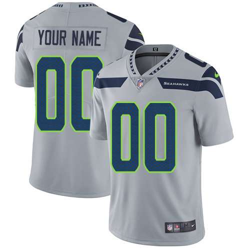 Nike Seattle Seahawks Customized Grey Alternate Stitched Vapor Untouchable Limited Men's NFL Jersey