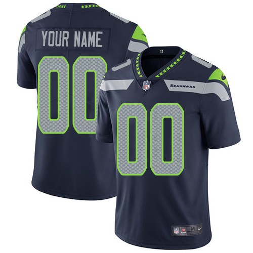 Nike Seattle Seahawks Customized Steel Blue Team Color Stitched Vapor Untouchable Limited Men's NFL Jersey