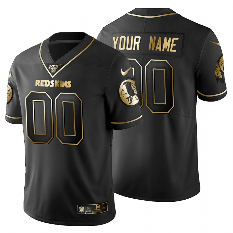 Washington Redskins Custom Men's Nike Black Golden Limited NFL 100 Jersey