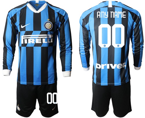 Inter Milan Personalized Home Long Sleeves Soccer Club Jersey