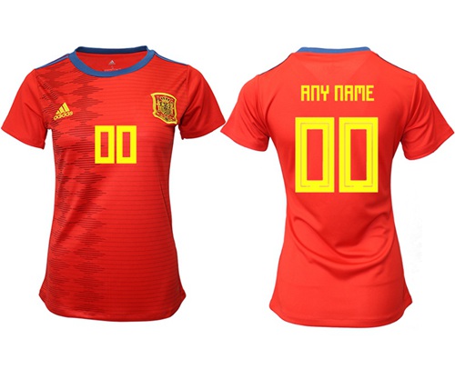 Women's Spain Personalized Home Soccer Country Jersey