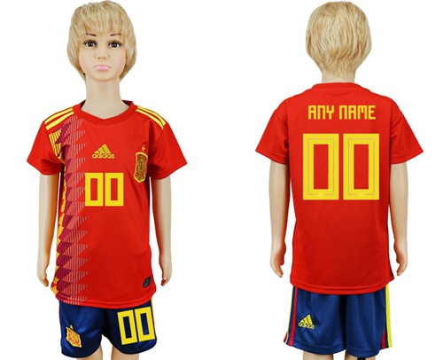 Spain Personalized Home Kid Soccer Country Jersey