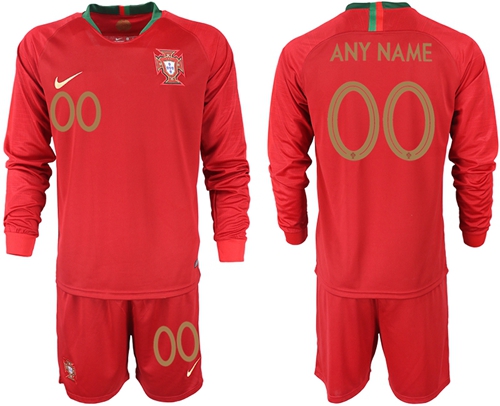 Portugal Personalized Home Long Sleeves Soccer Country Jersey