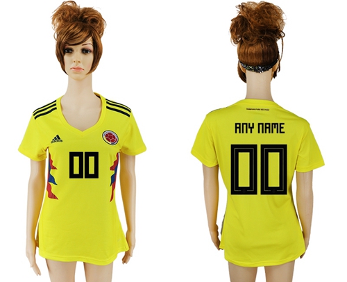 Women's Colombia Personalized Home Soccer Country Jersey