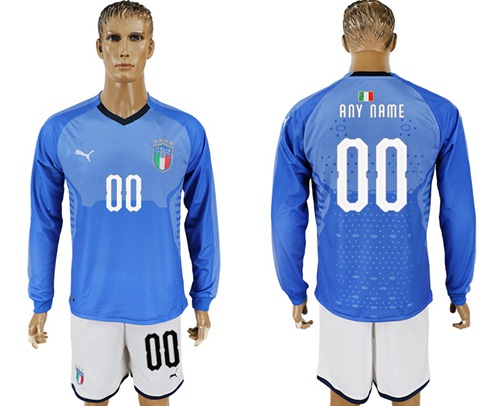 Italy Personalized Home Long Sleeves Soccer Country Jersey