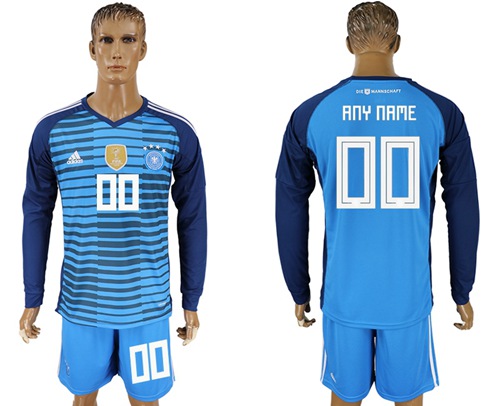 Germany Personalized Blue Long Sleeves Soccer Country Jersey