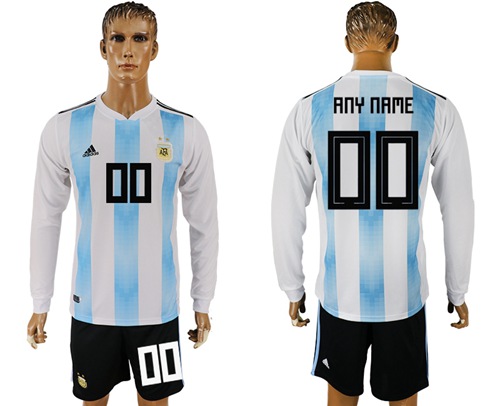 Argentina Personalized Home Long Sleeves Soccer Country Jersey