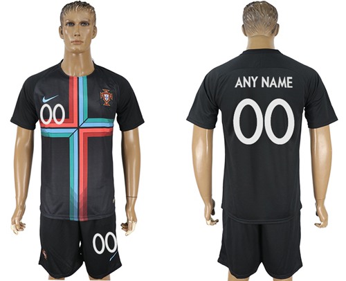 Portugal Personalized Black Training Soccer Country Jersey