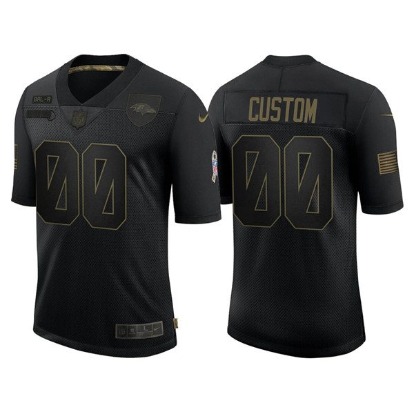 Men's Baltimore Ravens 2020 Customize Black Salute To Service Limited Stitched Jersey
