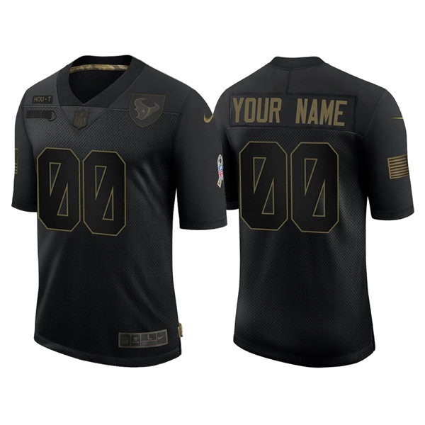 Men's Houston Texans 2020 Customize Black Salute To Service Limited Stitched Jersey