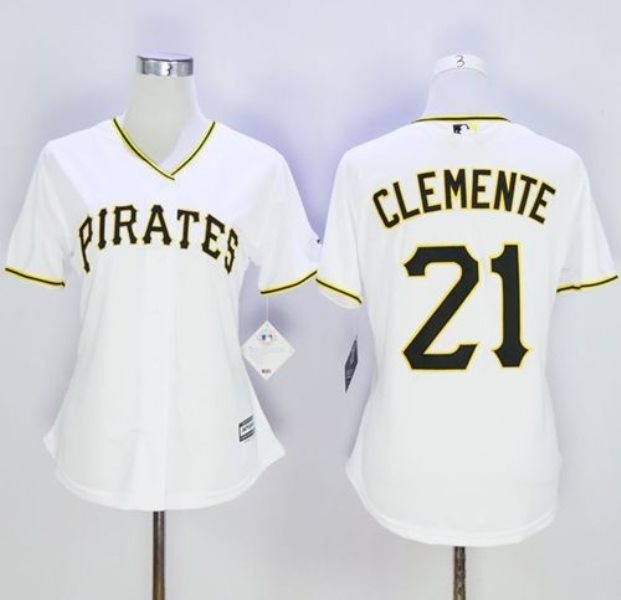 MLB Pirates 21 Roberto Clemente White Home Women Jersey
