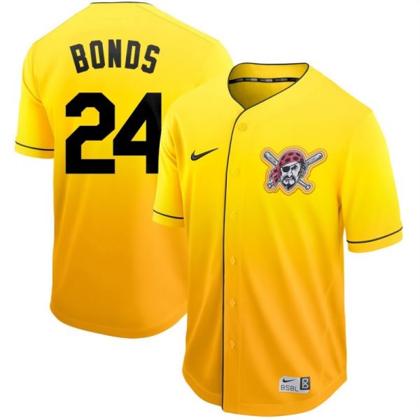 MLB Pirates 24 Barry Bonds Yellow Drift Fashion Men Jersey