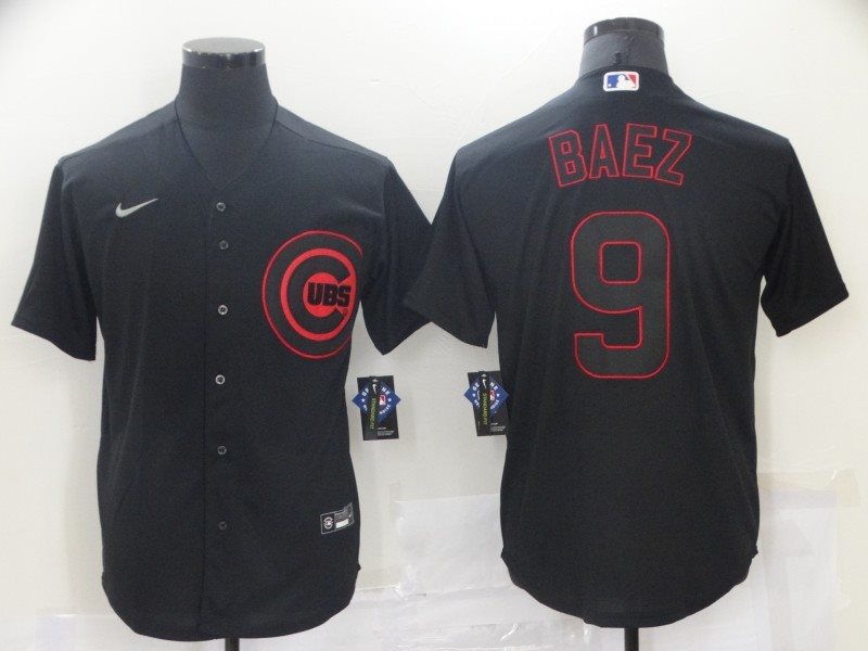 MLB Cubs 9 Javier Baez Black Nike Cool Base Men Jersey