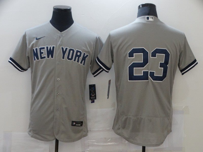 MLB Yankees 23 Grey Nike Cool Base Men Jersey